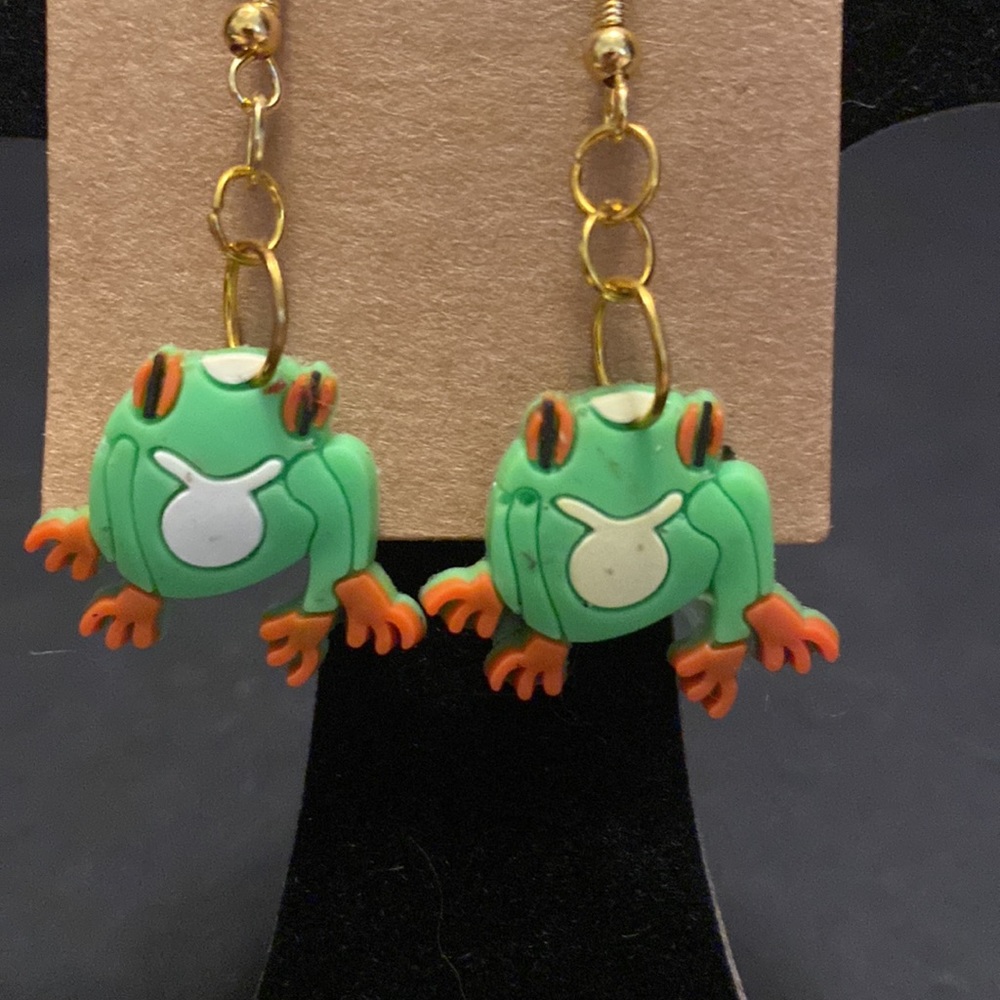 Tree frog earrings - Picture 2 of 2